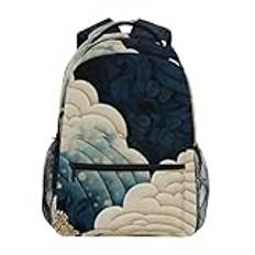 Amooorous Blue Wave Ukiyo-e ryggsäck barn med bröstrem bokväskor för barn mochila para ni? a, Blå våg Ukiyo-e, Small