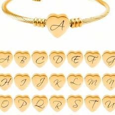 1 st rostfritt stål 26 bokstäver monogram armband armband för barn, överraskning present - Guld (Multi-size)
