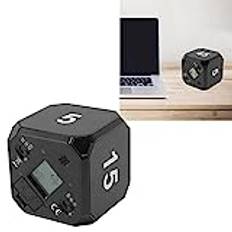 Cube Timer, Sensor Flip Timer Kökstimer, Digital Klocka Timer Bakgrundsbelyst Display, Mute & Justerbar Ljudklocka, 5, 15, 25, 45 Minuters Förinställningar (Svart)