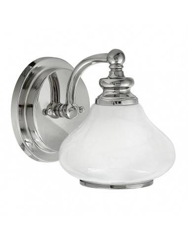 AINSLEY Badeværelselampe i stål og opalglas H18,7 cm 1 x 3W G9 LED - Poleret krom/Opalhvid