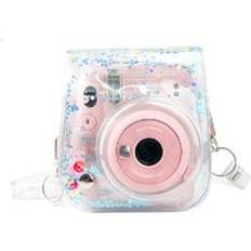Transparent pvc quicksand väska skydd söt kamera väska väska pu för fuji instax mini 11 väska väska - Blå
