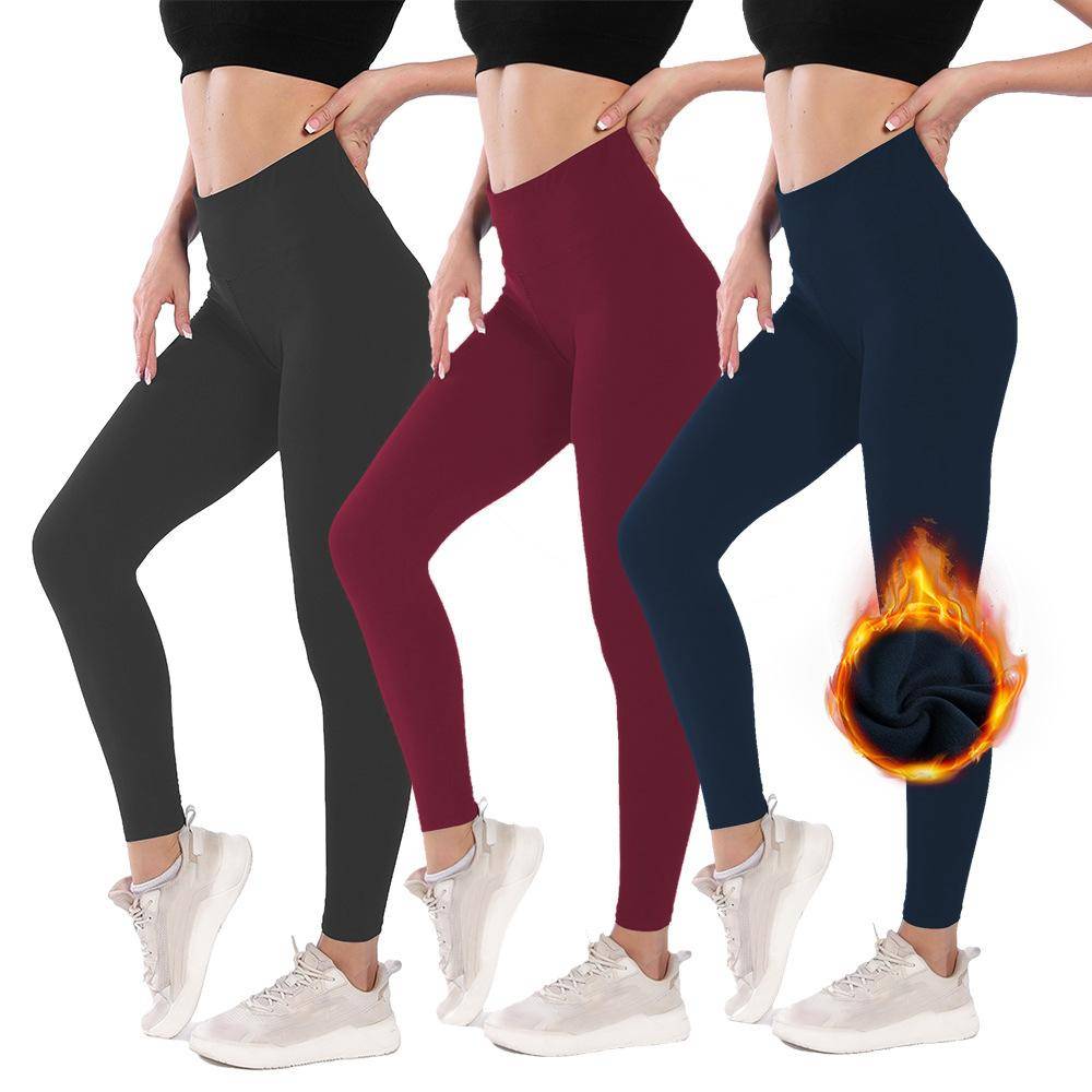 Höst/Vinter Fleecefodrade Leggings för Kvinnor med Hög Midja och Magkontroll och Värme Yoga Sportleggings cm