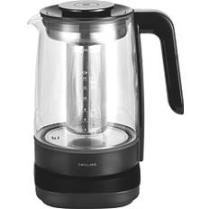 ZWILLING ENFINIGY Wasserkocher aus Glas mit Teesieb, Temperatureinstellung & Teetimer, 1850 Watt, 1,7 Liter, Schwarz