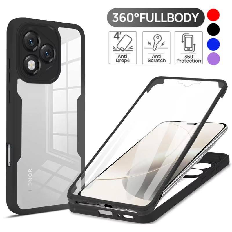 360° Fullt Skydd Genomskinligt Stötsäkert Mobilskal För Honor X9C X6C X5C Plus X8D 4G Fodral För Honor Magic 7 Lite 5G svart