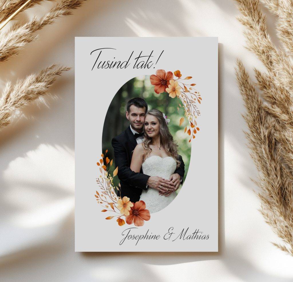 Takkekort Bryllup | Autumn Floral - A5 (Stor) / Foldet