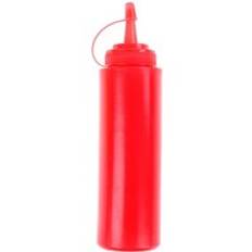 Plastflaska dispenser 8oz för såsvinägerolja ketchupmatlagningsverktyg kökstillbehör - Röd