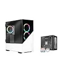 Enermax EnermaxK8 ARGB Midi Tower Gaming PC-fodral Snow White & Revolution D.F. 2 1050 W guld nätdel bundle; K8WW-1050W