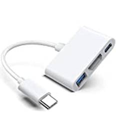 USB-C digital AV multiportadapter, Apple MFi-certifierad digital AV-dongel med HDMI 4K @60Hz och USB-A 3.0 och 100 W laddning för iPhone 15, MacBook Pro Air M1 M2 M3, iPad Pro, iMac, Samsung S24 och