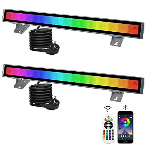 RGB Wallwasher, Spotlight 48W Bar IP66 Vattentät Smart Partylampa Med Fjärrkontroll Och Minnesfunktion Timer För Ute Inne I Trädfestträdgård (2)