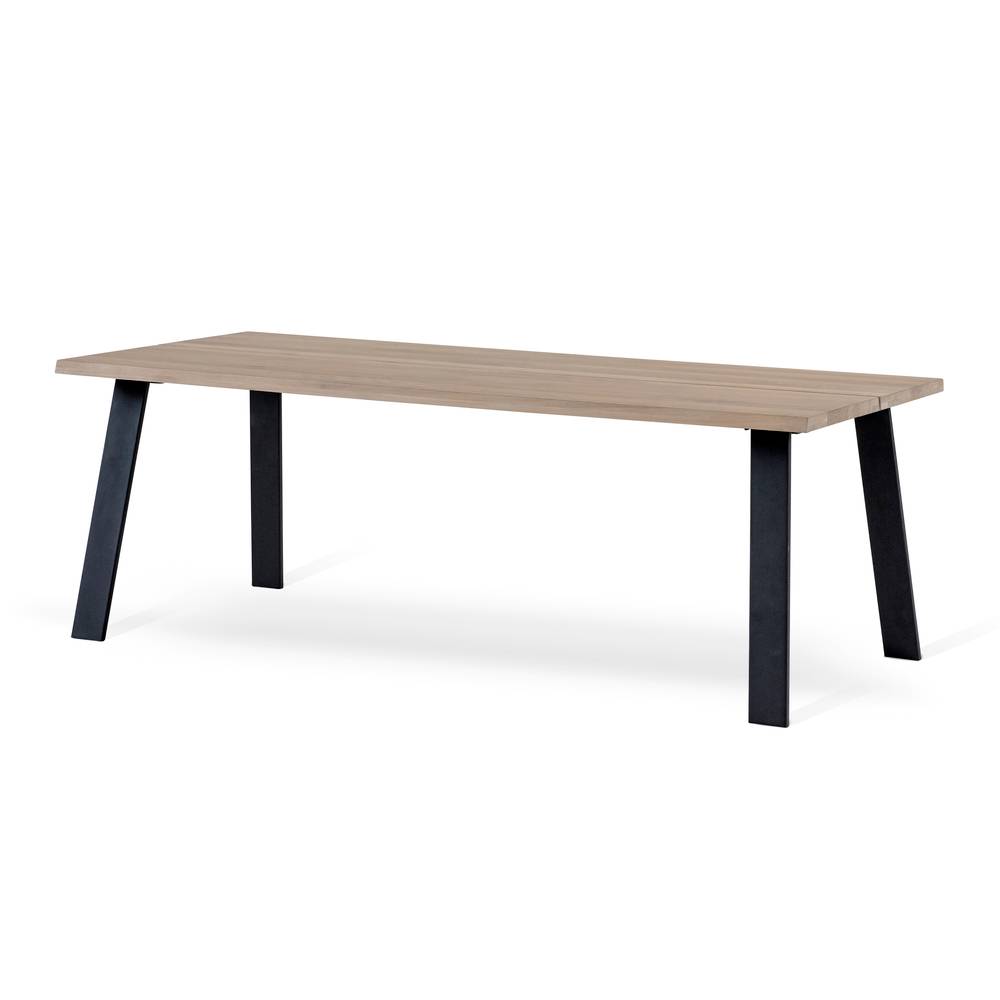 Matbord 210 cm vitoljad ek, svart utställda ben