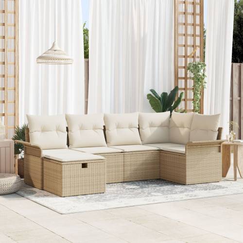 Trädgårdsoffset 6 st Poly rattan
