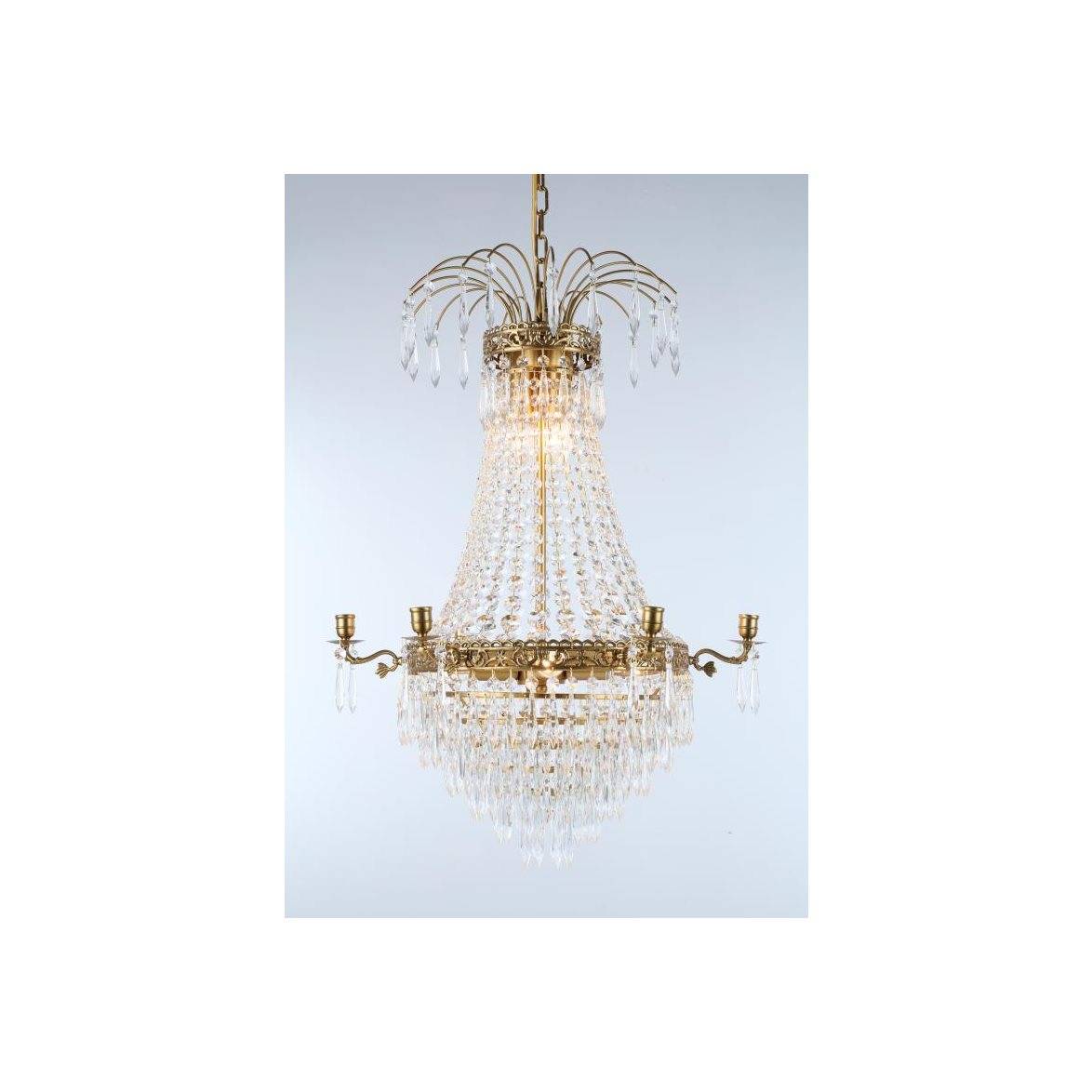 Norrsken Design Kristallkrona Empire Classic Ny 6-Arm Medium Borstad Mässing 55cm