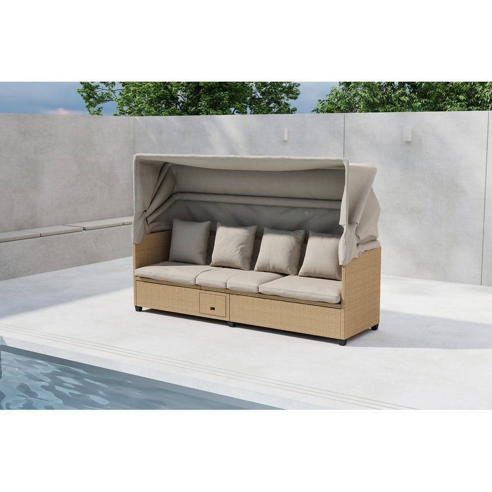 Venture Home Nopy Solstol 200x60 cm - Beige Trädgårdssoffa Rotting