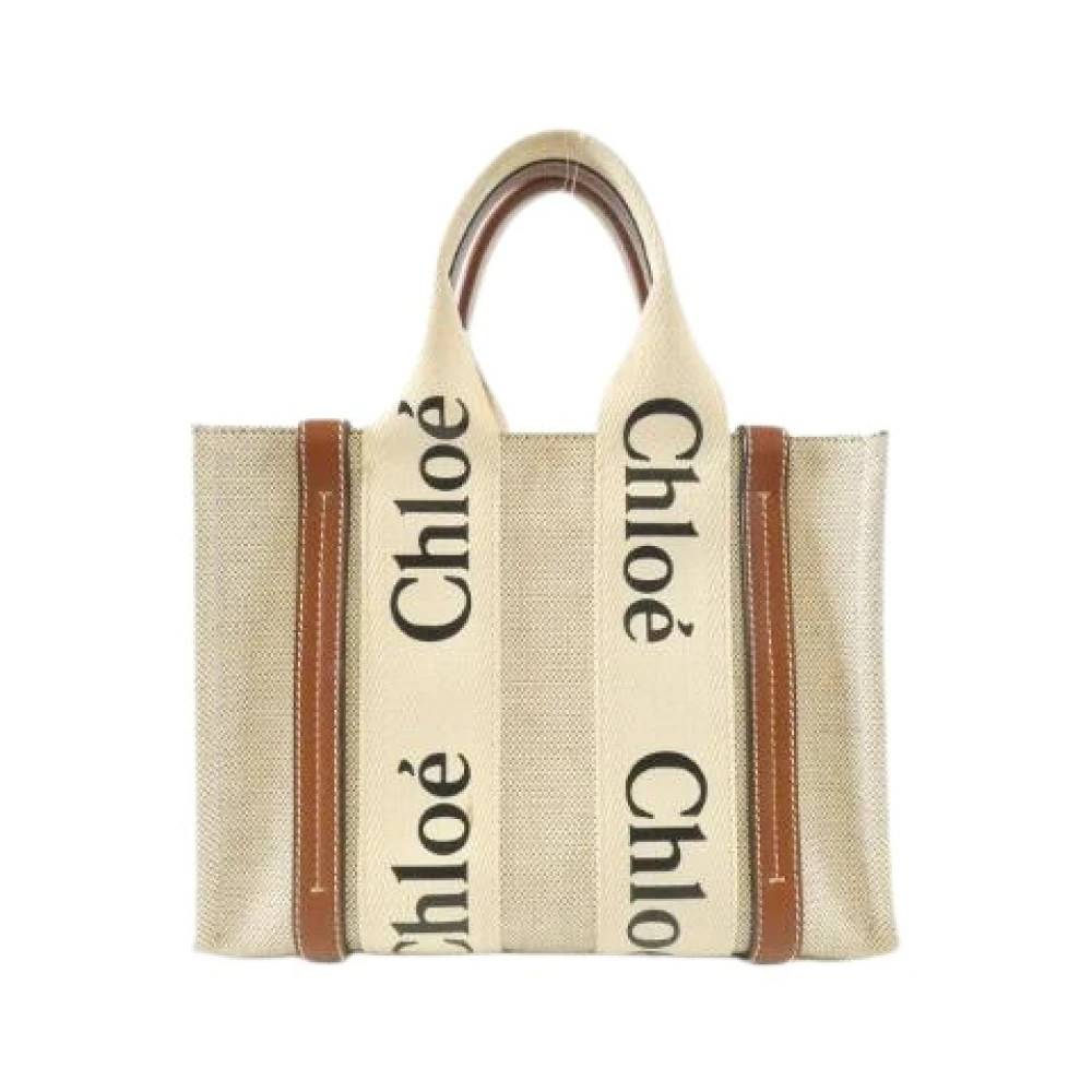 Chloé Pre-owned Pre-owned Woody Small Tote Stofstaske - Vintage - Dame - Beige - ONE SIZE - Bomuld