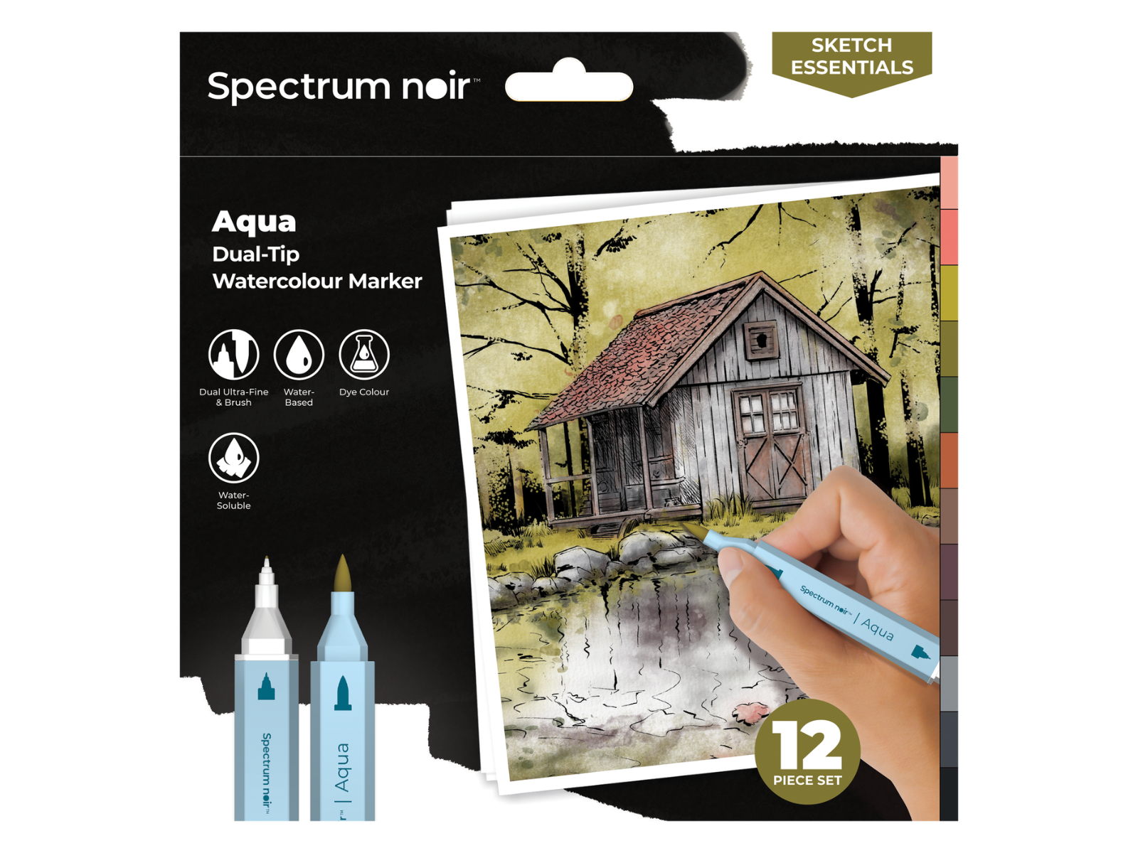 Spectrum Noir-Aqua 12pc-Sketch Essentials