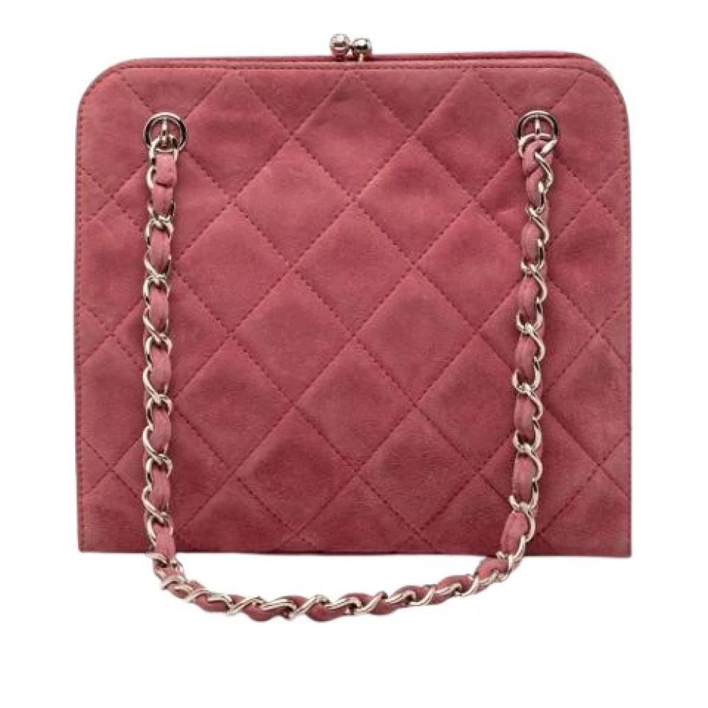 Chanel Vintage Pre-owned Vintage Quilted Suede Shoulder Bag - Vintage - Dame - Lyserød - ONE SIZE - Uld