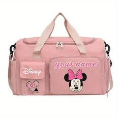 TEMU Mouse Foldable Gym Duffel Bag With Shoe Compartment, Wet/dry , And Multiple Pockets - Light Purple, Pink, Blue, Black - Hand Wash Only - Travel And Gym Use, Versatile Storage Pouch | Material
