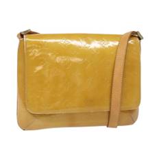 Louis Vuitton Vintage, Pre-owned, Dame, Beige, ONE SIZE, Uld, Brugt Manhattan Skuldertaske i Patenteret Læder