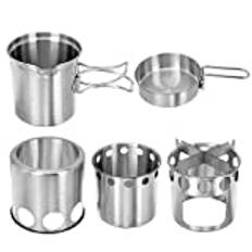 BESPORTBLE 1 Set Camping Spis Set Hopfällbar Spis Hopfällbar Vedspis Camping Matlagning Kit Läger Spis Bränsle Camping Köksredskap Kit Camping Vedspis Rostfritt Stål Lättviktig Kokkärl