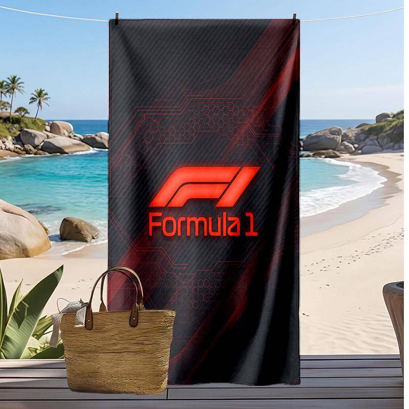F1 Tryck Strandhandduk Mjuk Bärbar Snabb?Torr handduk för pool sommarsemester utomhussport