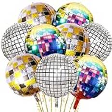 Discobollsballonger, 9 stycken discoballonger, discokula dekoration, 4D disco-folieballonger, 50 cm (22 tum), flerfärgad disco-folieballonger, disco-festballonger dekoration, 70-tal, 80-tal, 90-tals