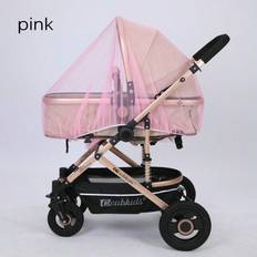 One Elastic Edged Full Cover Baby Stroller Mosquito Net With Mesh, For Portable Carriers, Bassinets, Cradles, Playpens, Pink