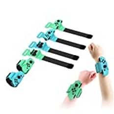 2 Pieces Wrist Strap + 2 Pieces Leg Strap for Nintendo Switch, Elastic Sports Strap Fit for Adult and Children