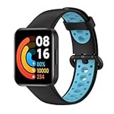 BYISYUE Andningsbart sportsilikonband för Xiaomi Redmi Watch Lite 2, ersättningsarmband för Xiaomi Redmi Watch 2 Lite/Mi Watch 2 Lite, Svart/blå