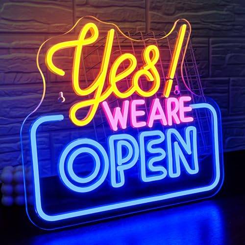 Signship öppen neonskylt LED-tecken ja! We ARE OPEN neonskylt för väggdekoration gul och rosa och blå öppen neon ljus skylt skylt för bar restaurang hotell butik klubb dekor