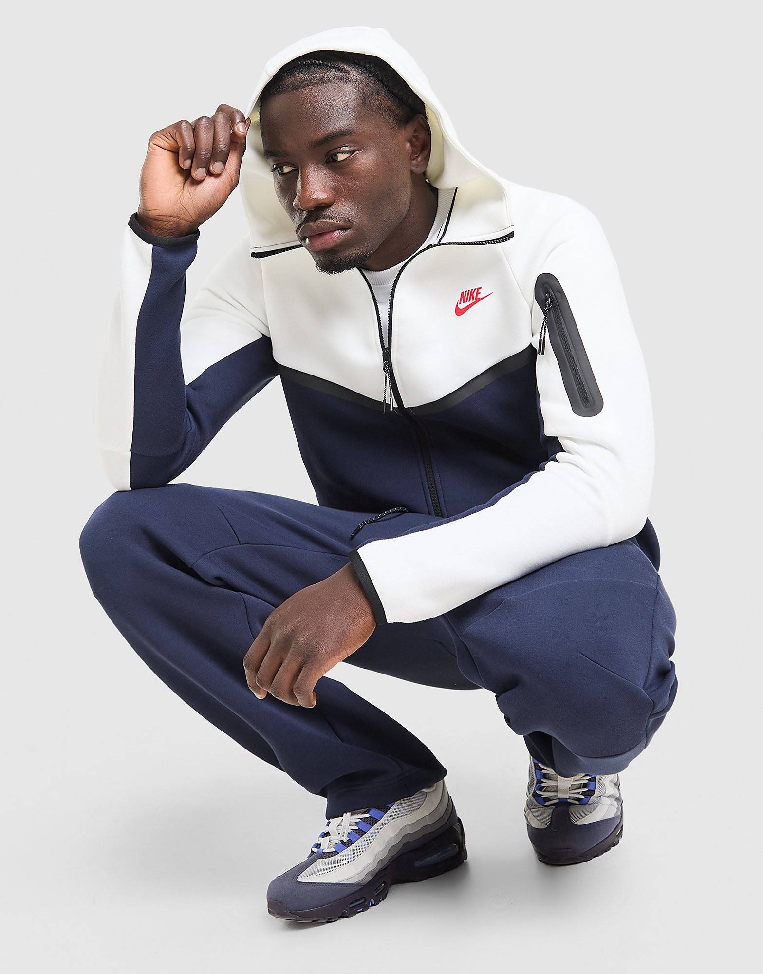 Nike Tech Fleece Full Zip Hoodie, Hvid