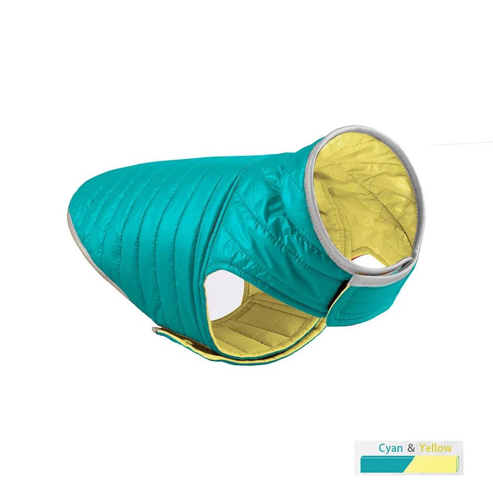 Reversible Waterproof Winter Down Jacket for Small & Medium Dogs - green yellow / XS (XS)