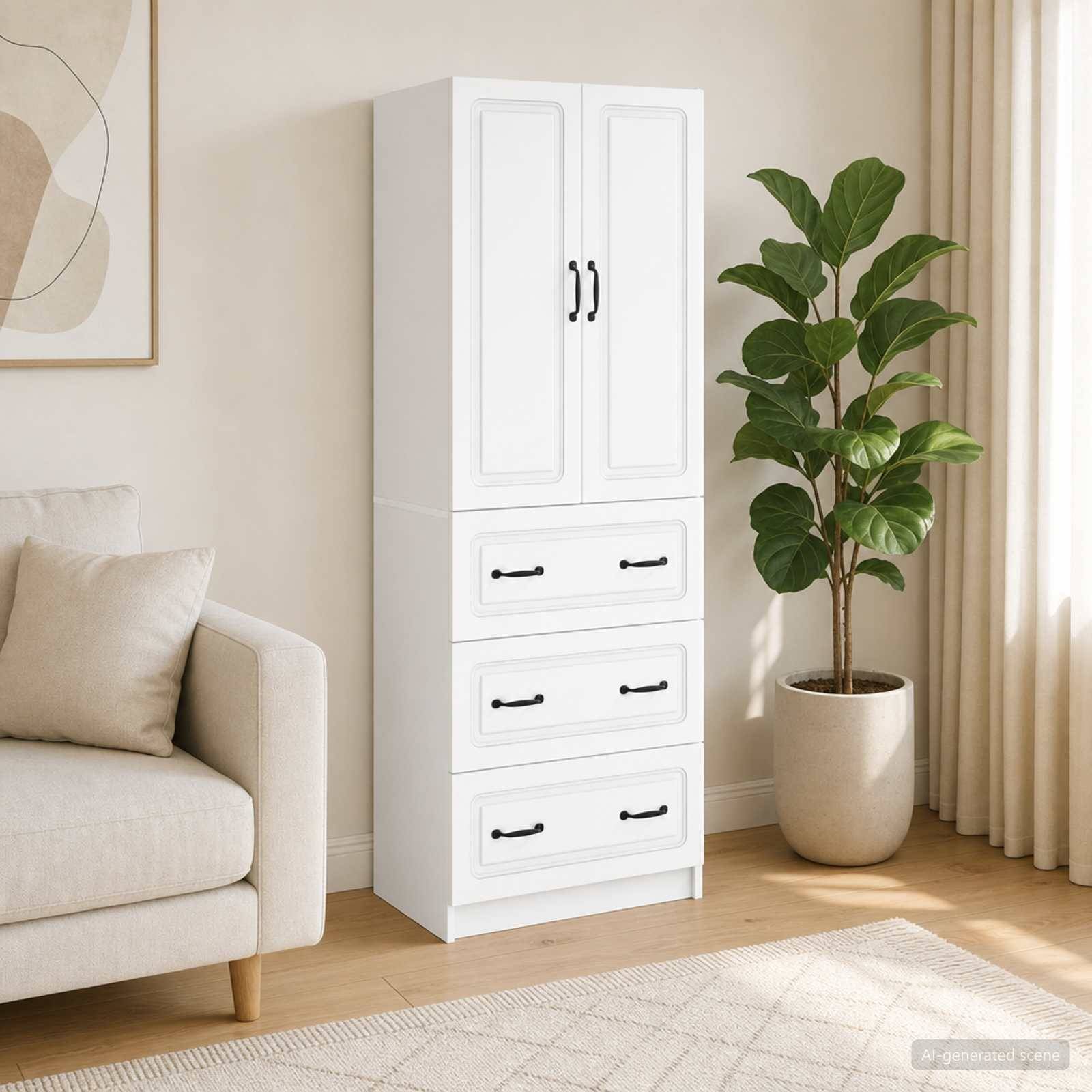 vidaXL Skab Sæt 2 stk. 66 x 34,5 x 87 cm Konstrueret træ Hvid