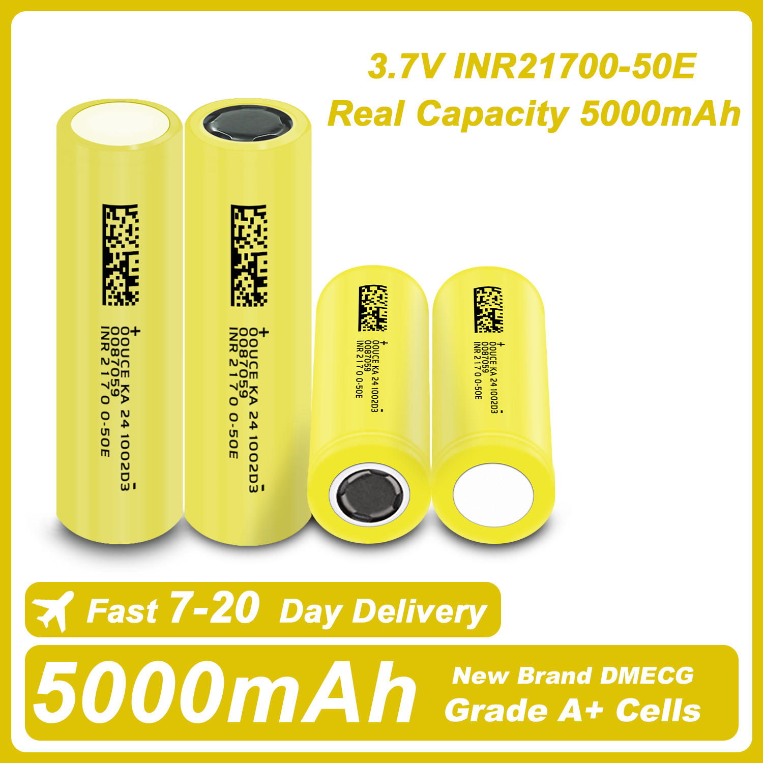 1-10PCS 21700 Lithium Battery 3.7V 5000mAh High Power 3C 15A Discharge Flat Top 21700 Rechargeable Battery for LED Flashlight