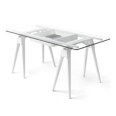 Design House Stockholm - Arco Desk Vit - Skrivbord - Chuck Mack - Transparent,Träfärgad - Glas/Trä