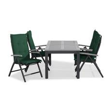 Matgrupp Utomhus Monaco 152-210x90 + 4 Positionsstol m Dyna - Svart|Grå|Grön utomhus Grå,Svart Comfort Garden