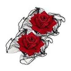 Genérico 1 par rosa spetsarmband charmig hänge rollspel kostym spetsarmband för speciella tillfällen bekväma spetsarmband spets armband dragsko, Blandade färger, 11.00X8.50X4.50CM