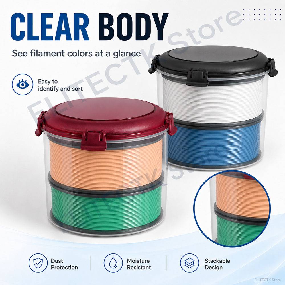 3D Printer Filament Storage Box Moisture-Proof Sealed Dry Box for PLA PETG ABS TPU Filament Spool Holder, Filaments Dryer Box