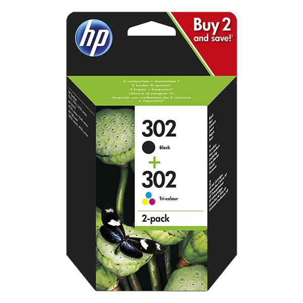 HP 302 (X4D37AE) svart + färg bläckpatron 2-pack (original)