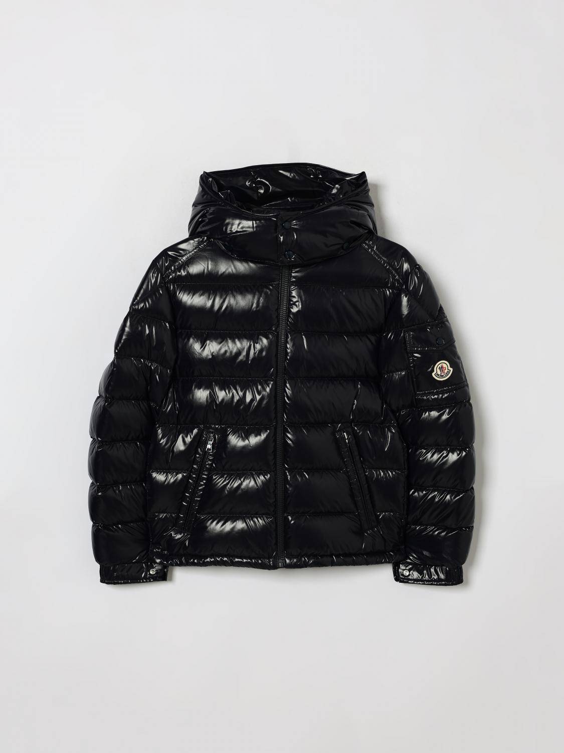MONCLER Gesteppte Daunenjacke für Jungen aus Nylon Laqué mit Kapuze und Logo-Patch - 12