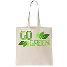 Functon+ Go Green Minimal Design With Green Leaves Canvas Tote Bag Natural, Beige färg