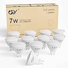 GY GU5.3 LED-Glödlampor, 7W 630LM, 2700K Varmvit, MR16 LED, Ersätter 60W Halogenlampa, 120° Strålvinke, Hög, Ljusstyrka, Låg Energiförbrukning, Energisparande LED, Icke-Dimbar, 12 Stycken