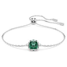 Birthstone Armband, Kissenschliff, Mai, Grün, Rhodiniert