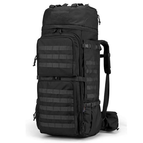 Mardingtop 75 l stor taktisk ryggsäck för vandring, camping, militärryggsäck, patrol pack, med regnskydd, för vandring, bergsklättring, jakt (75l Svart)