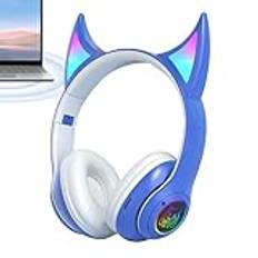 Wireless Over Ear Headphones | Headphones Wireless | Overear Headphones | Devil Cat Ear Cordless Gamer Headphones | Lightweight Over Ear Headset with Colorful Breathing Lights for Men & Women