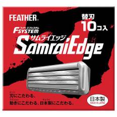 [Exclusive to .co.jp] FEATHER F-System Samurai Edge Replacement Blades 10 Pieces Made in Japan 3-Blade Razor T-Shape Shaving Men's