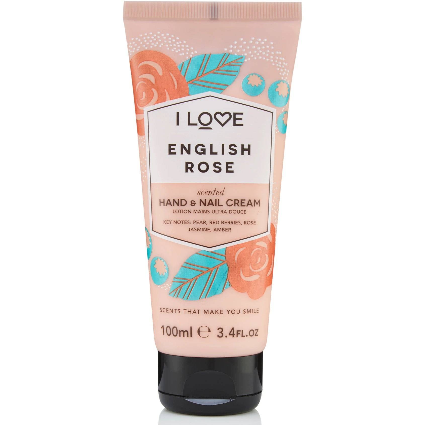 I Love, Signature Collection, Engelsk ros, Återfuktande, Hand- och nagelkräm, Engelsk ros, 100ml