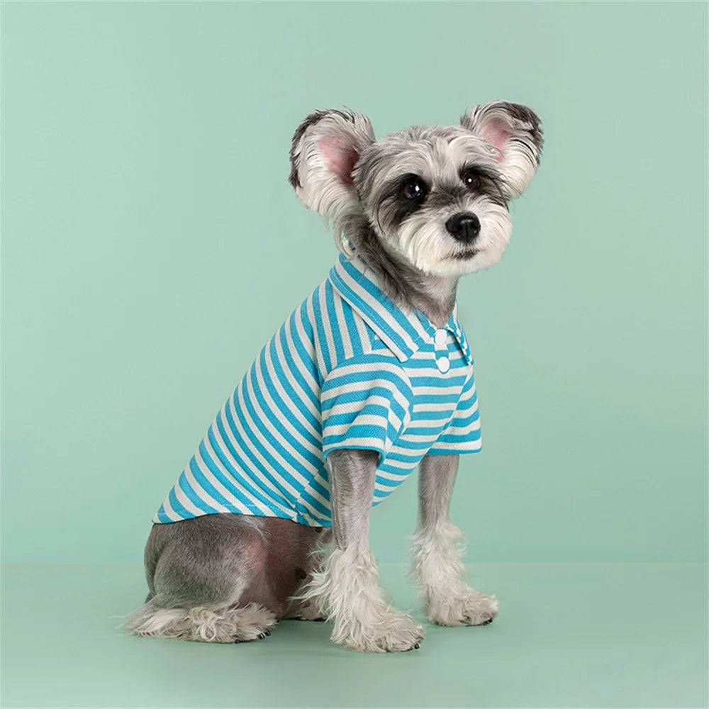 Striped Polo Shirt for Cats & Small Dogs - Blue Fine Stripe / XS-suit 0.5-1kg / SPC (XS-suit 0.5-1kg)