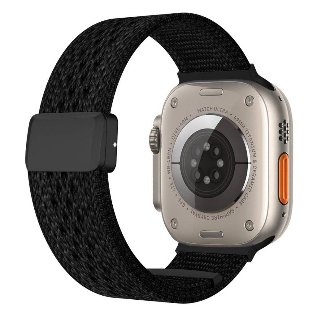 Apple Watch 49/46/44/42mm Klockarmband i nylon spetsdesign - Svart