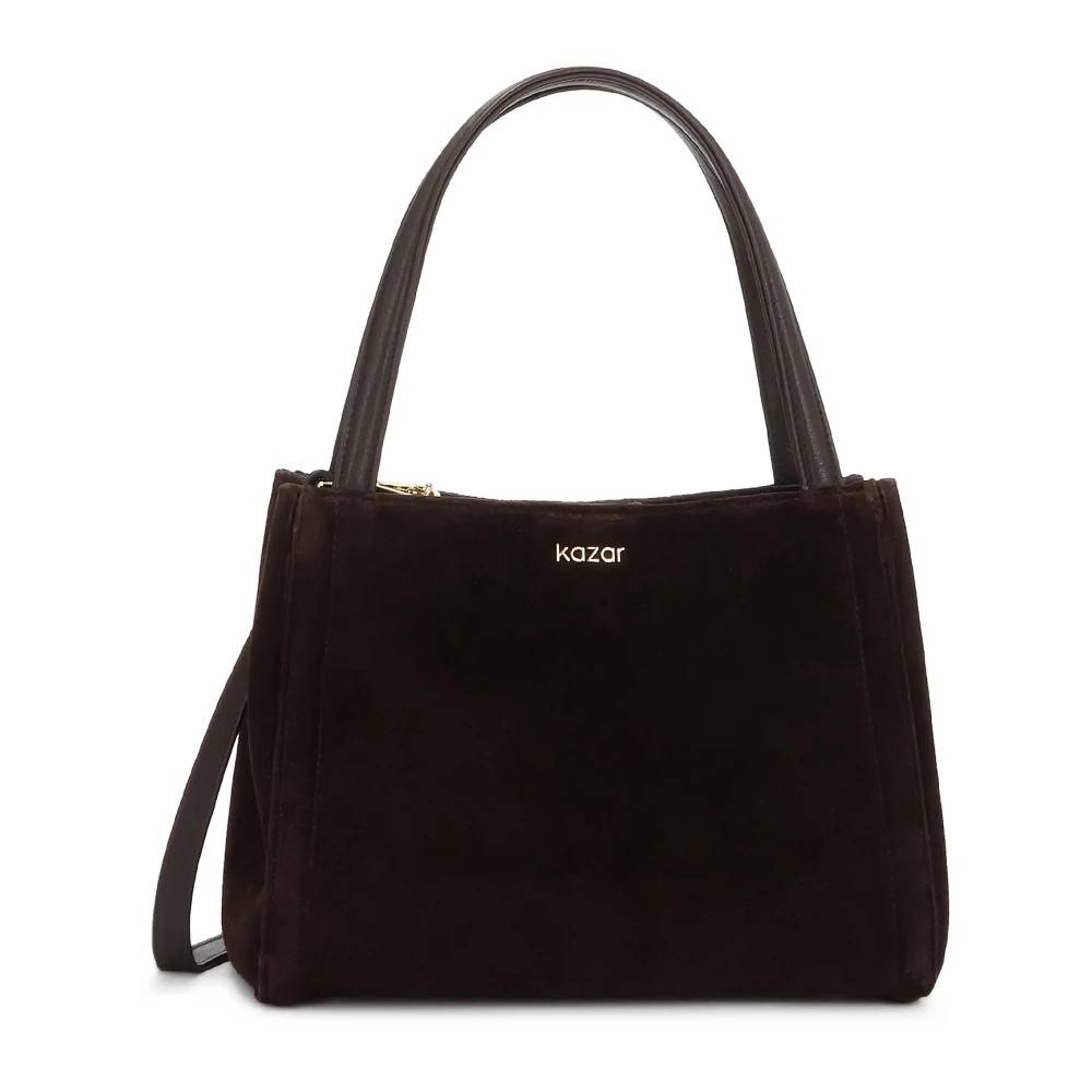Kazar Geometrisk taske i ruskind - Tasker - Dame - Brun - ONE SIZE - Uld