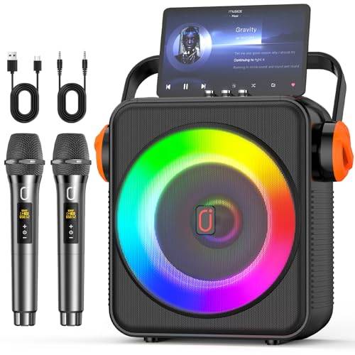 JYX Karaoke mit 2 Mikrofonen, tragbarer Karaoke-Lautsprecher Bluetooth 5.3 mit 2 kabellosen Mikrofonen für Erwachsene, PA-System mit Echoeinstellung, unterstützt TWS/TF Card/USB/AUX/Live